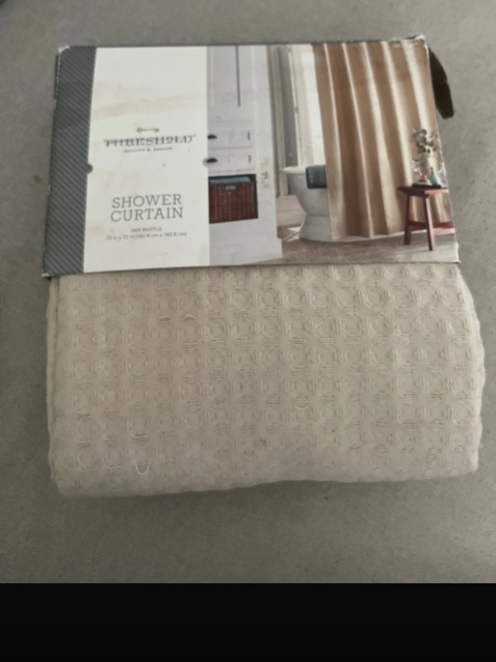 Threshold Cream Textured Waffle Shower Curtain-tan